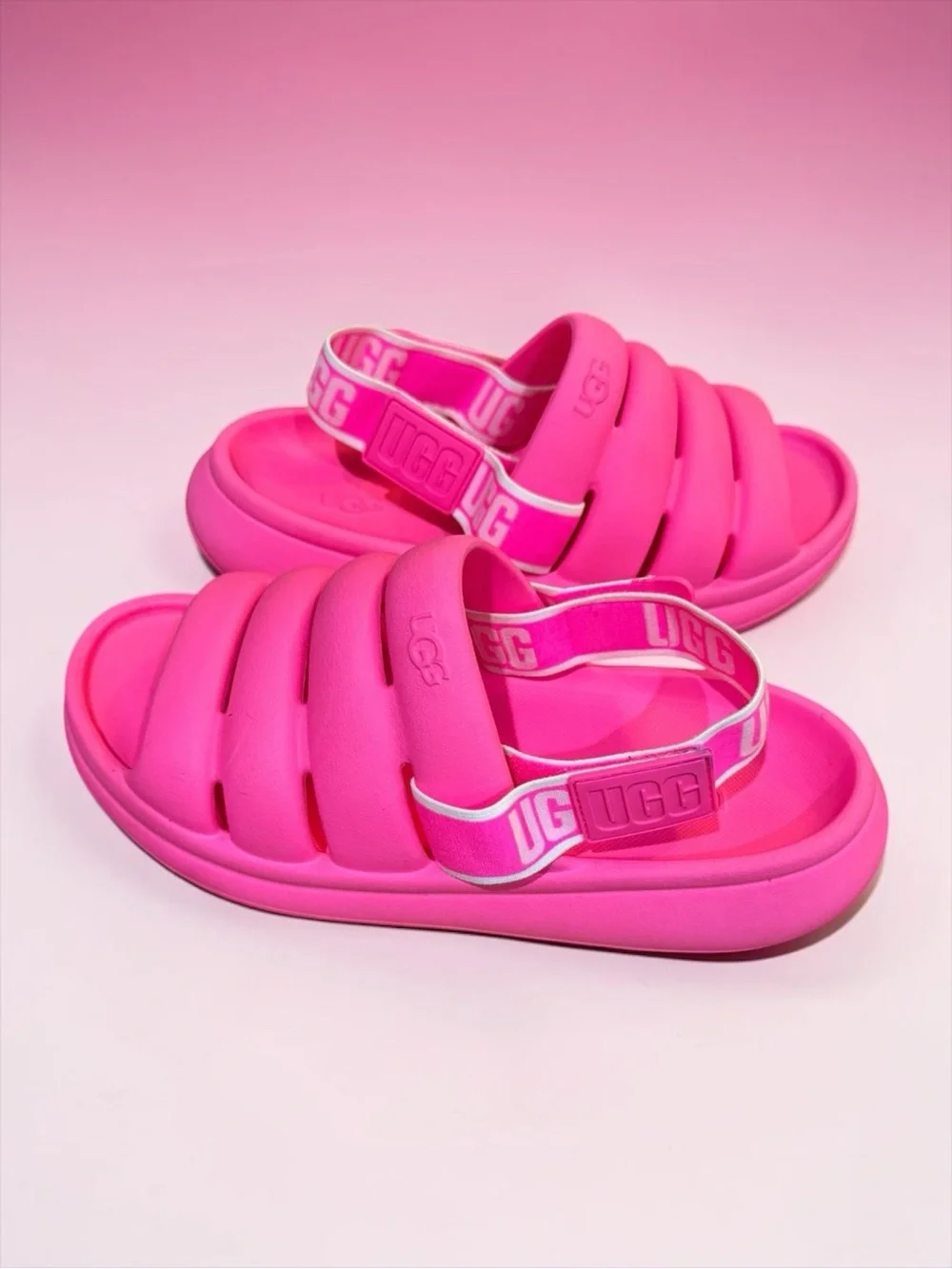 UGG Sport Yeah Pink Foam Removable Slingback Lightweight Slides Size 9 - Picture 1 of 16